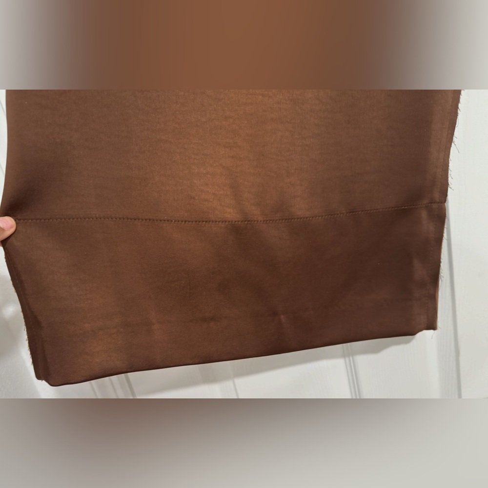 Zara brown midi pencil SATIN EFFECT SKIRT ZW COLLECTION - Picture 10 of 13